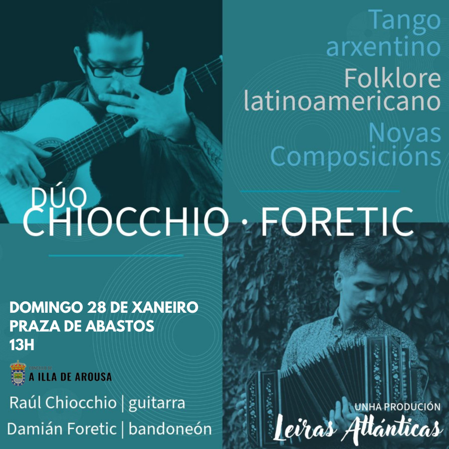 A Illa disfrutará este domingo de ritmos latinos desde Argentina con el dúo “Chiocchio - Foretic”