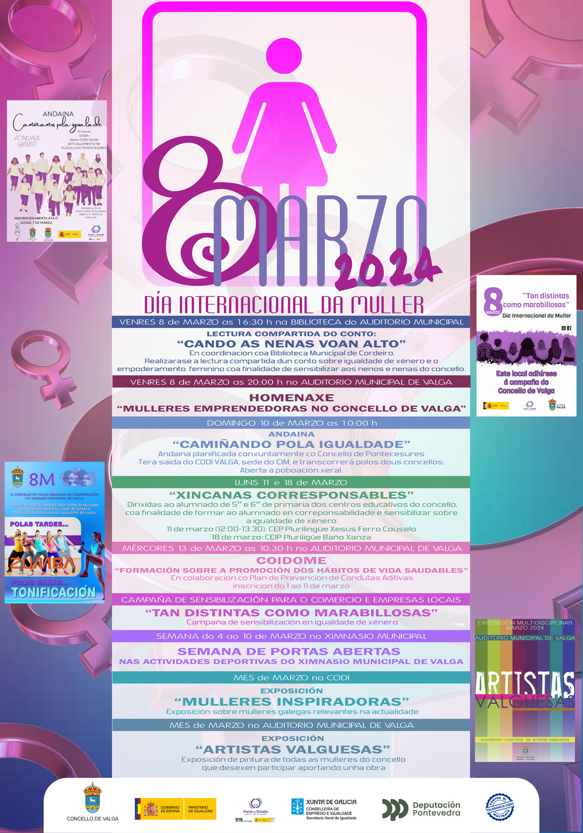 Cartel de la programaciu00f3n del 8M en Valga