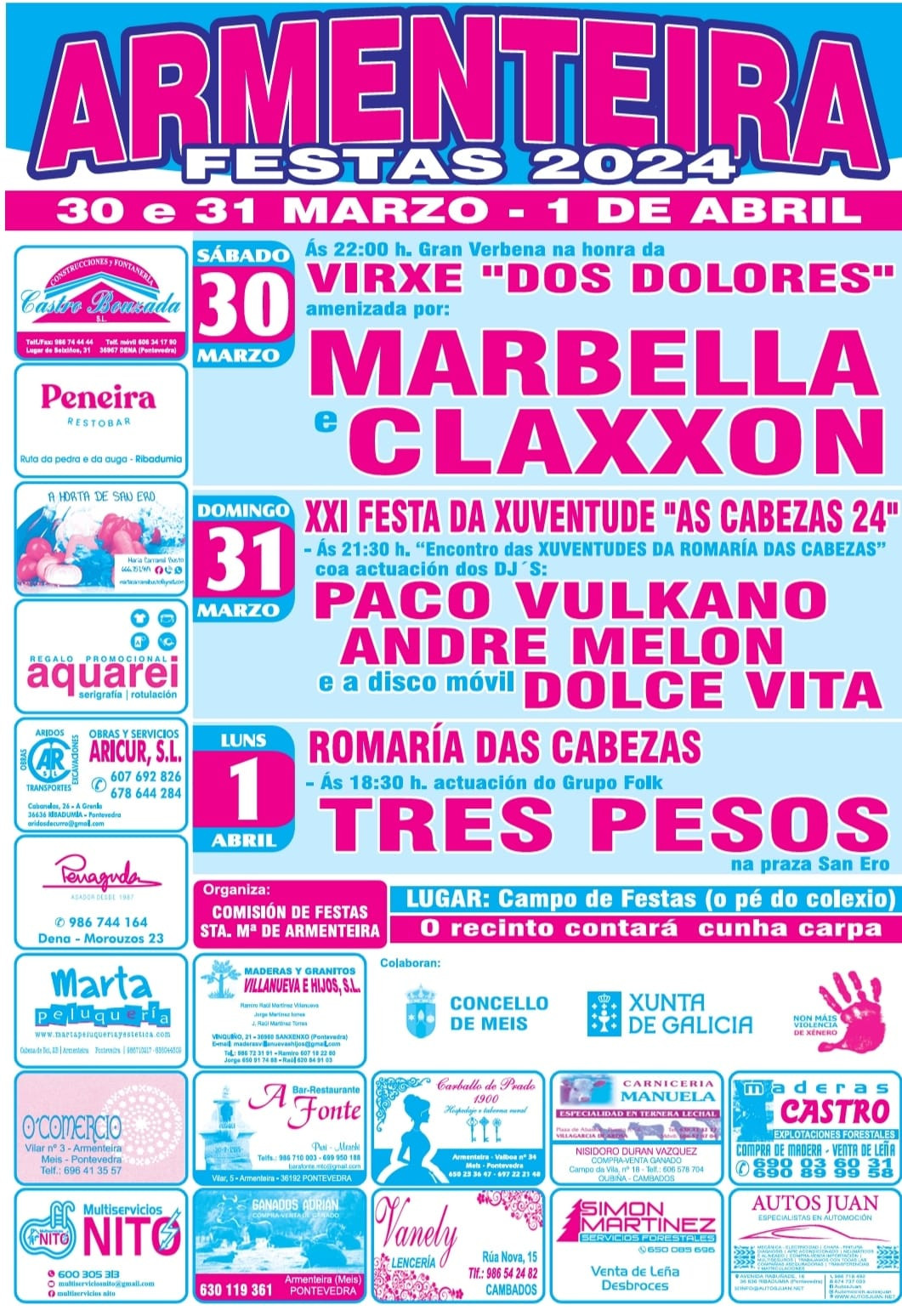 Cartel fiesta romería virxe cabezas armenteira
