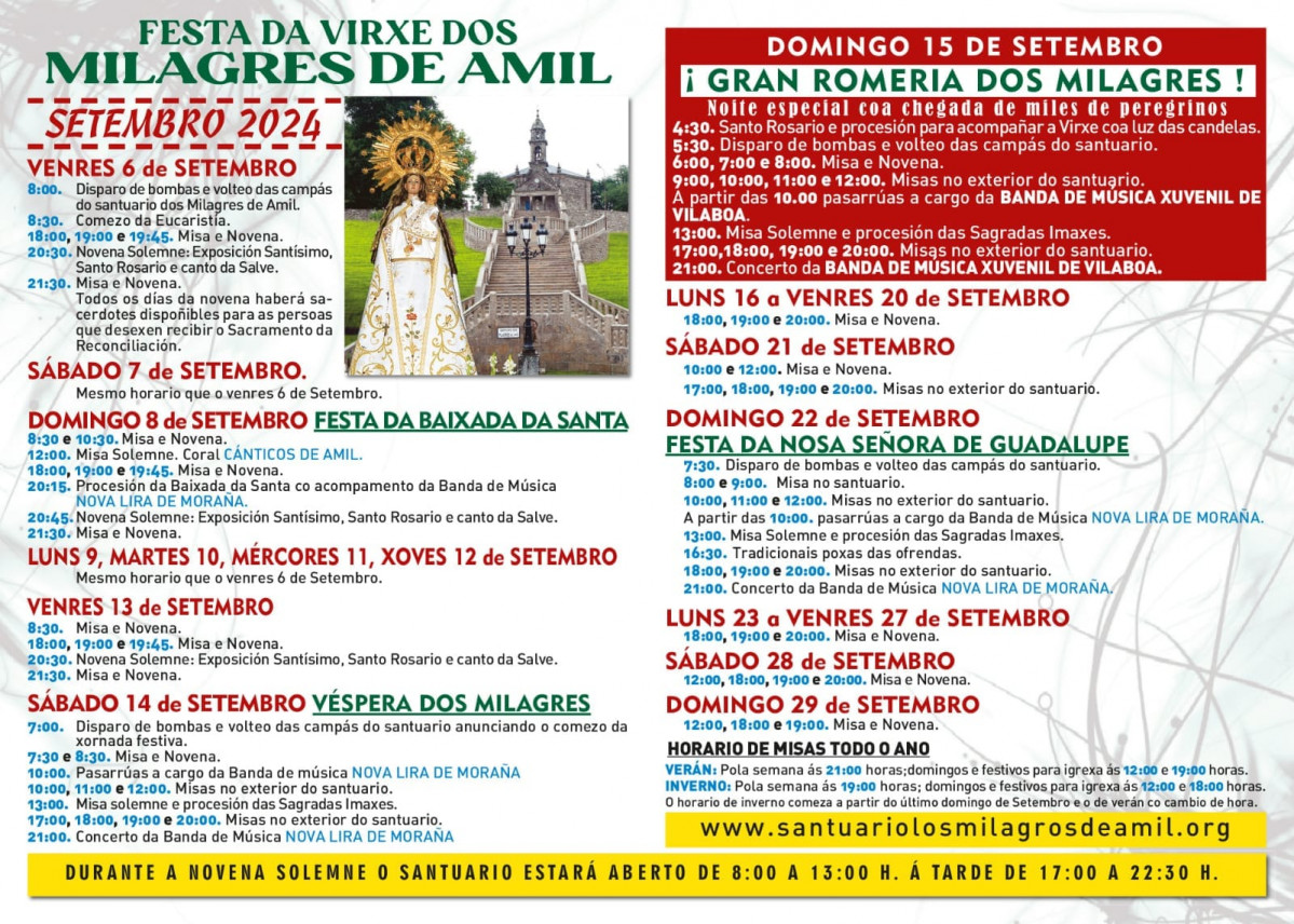 Cartel de actos religiosos de los Milagros de Amil