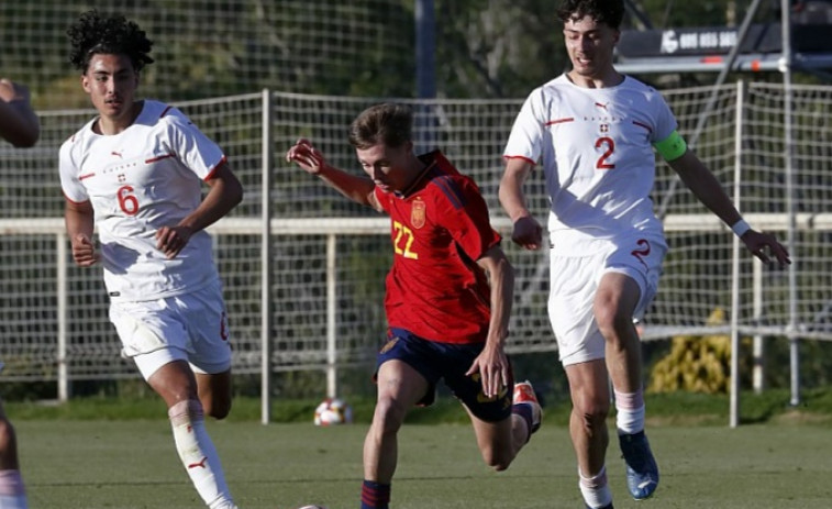 Óscar Marcos jugó los últimos minutos en el empate de España Sub 18 con Suiza