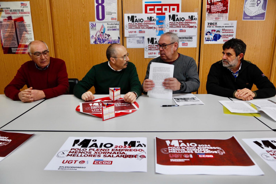 "Reducir xornada, mellorar salarios", lema de CC OO y UGT para la manifestación del 1º de Mayo