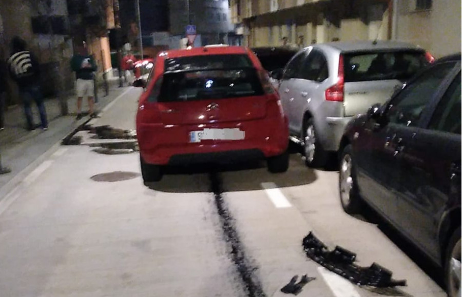 Aparatoso accidente en la calle Alexandre Bóveda de O Grove