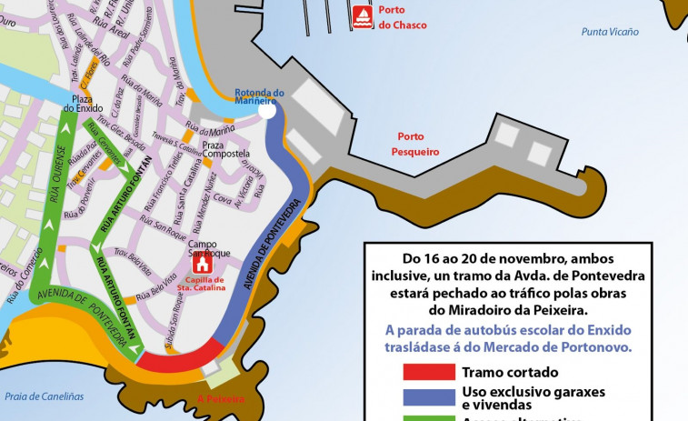 El avance de las obras de A Peixeira obliga a cambios en el tráfico en Portonovo