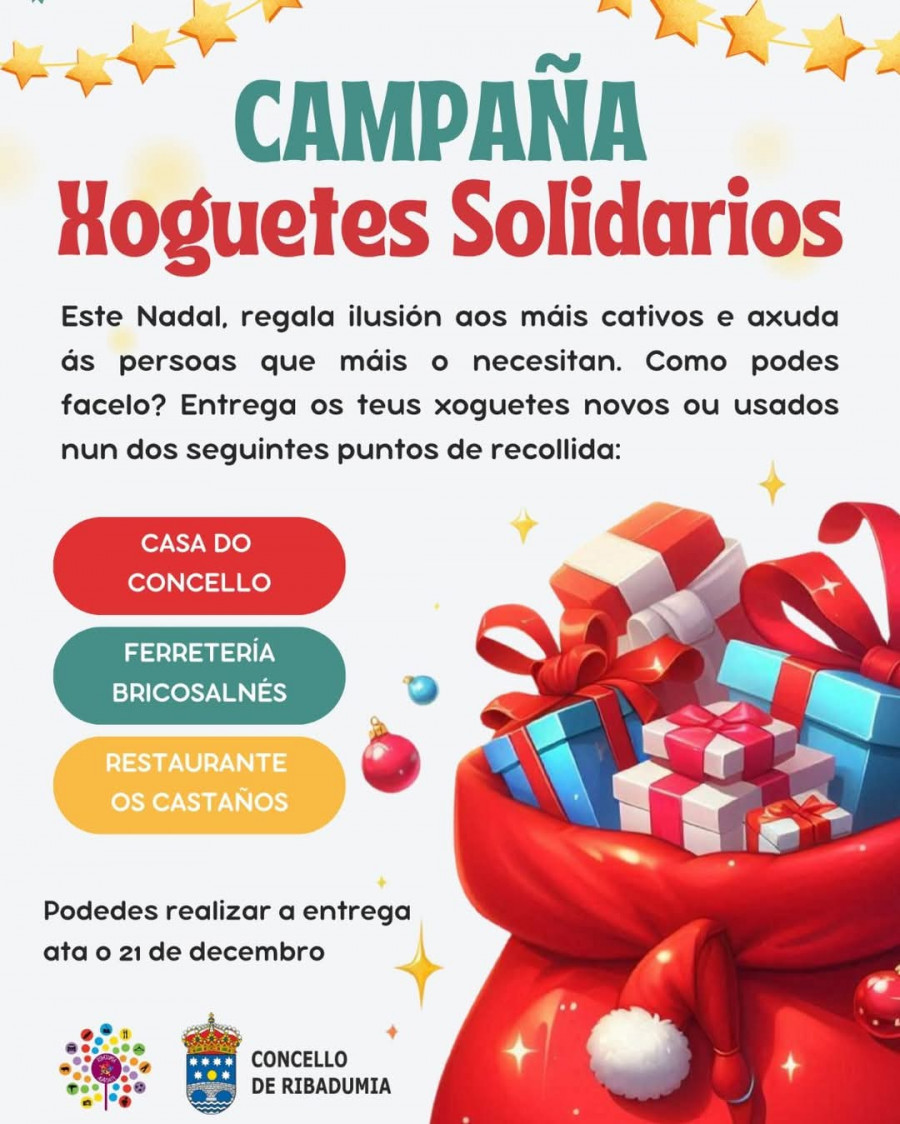 Ribadumia ofrece estos tres puntos para una recogida solidaria de juguetes hasta este sábado