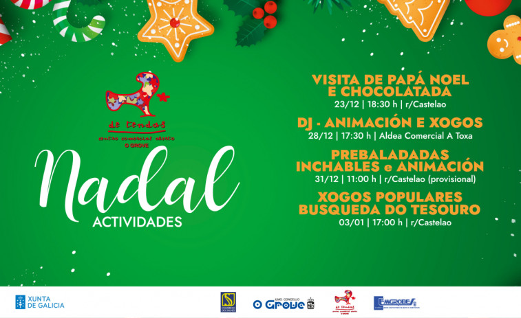 Emgrobes prepara una fiesta de Navidad con música y juegos en la Aldea Comercial de A Toxa