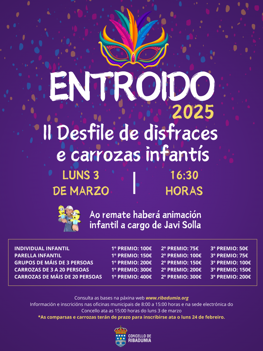 Ribadumia convoca el II Concurso y Desfile de Disfraces y Carrozas Infantiles con premios en metálico