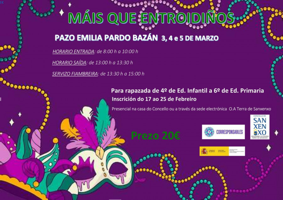 Sanxenxo organiza “Máis que entroidiños”, iniciativa para facilitar la conciliación familiar