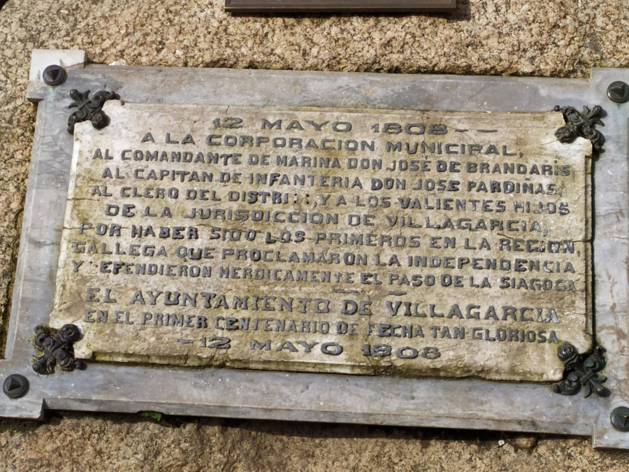 El BNG pide que se valle y proteja la placa que conmemora el alzamiento de Vilagarcía contra las tropas francesas