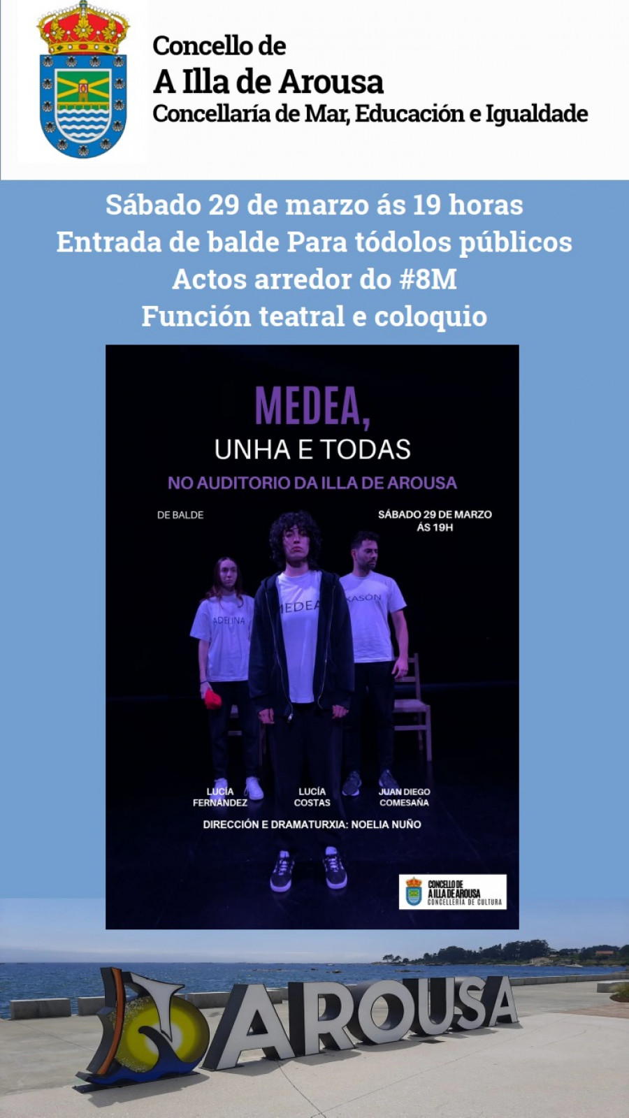 El auditorio de A Illa acoge el sábado ‘Medea, Unha e Todas’, con función teatral y coloquio
