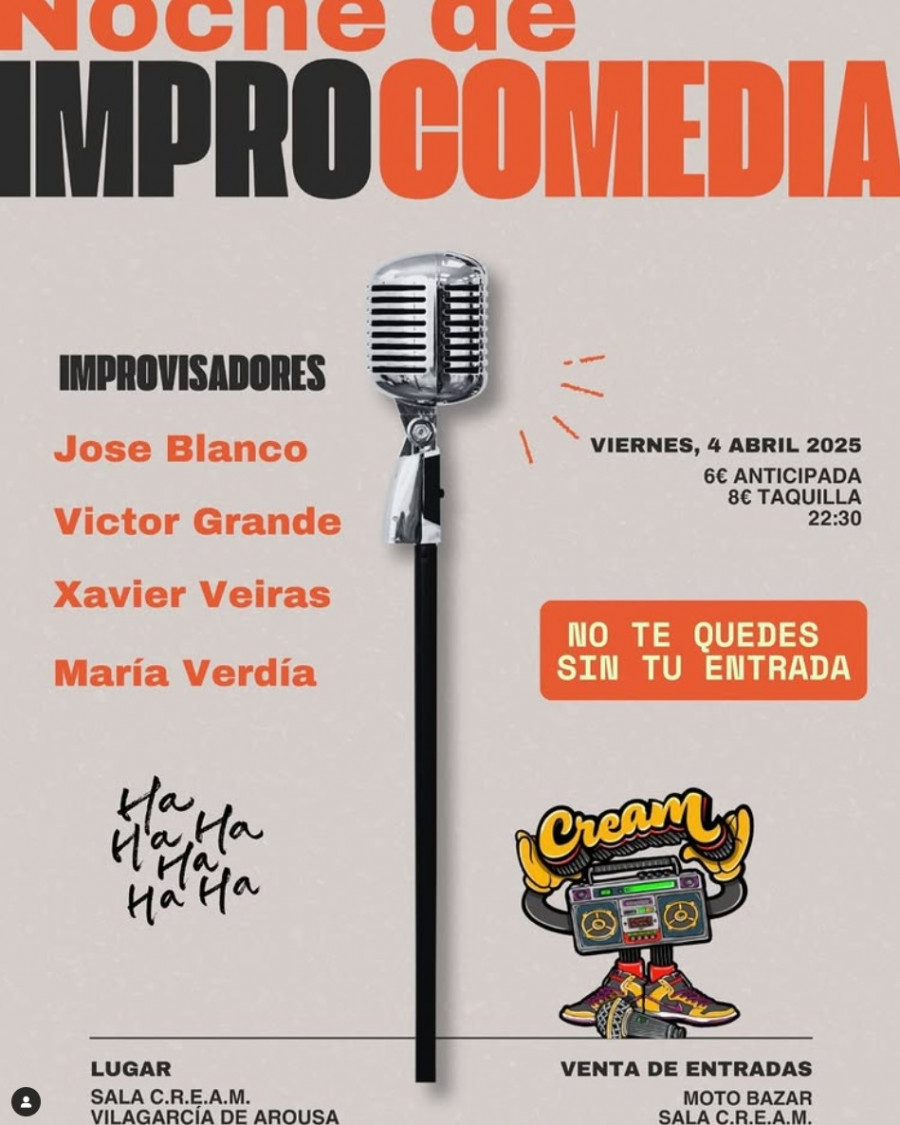 La Noche de Comedia e Impro de la Sala Cream promete hacer reír "hasta que salgan abdominales"
