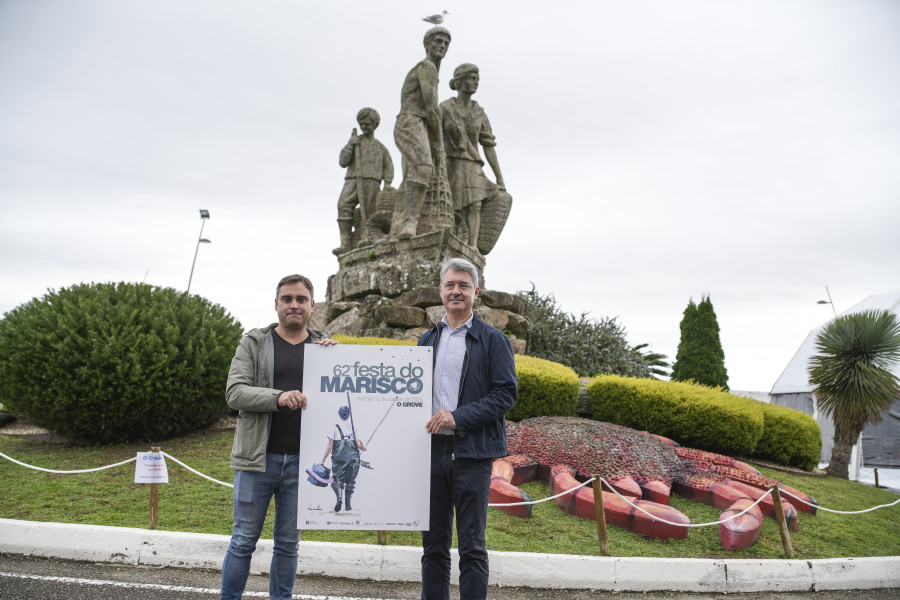 La Festa do Marisco expone ya su cartel en el centro de O Grove