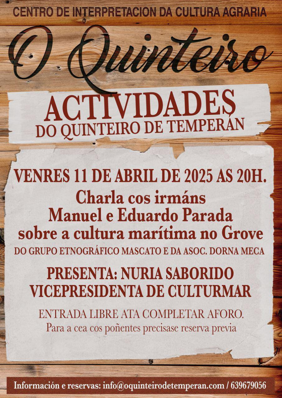 El centro cultural O Quinteiro de Temperán acogerá un coloquio sobre la tradición marítima