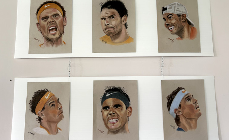 La artista Manuela Martínez expone en el CCD de Sanxenxo más de 20 obras sobre Rafa Nadal