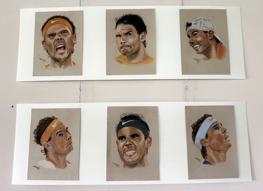 La artista Manuela Martínez expone en el CCD de Sanxenxo más de 20 obras sobre Rafa Nadal