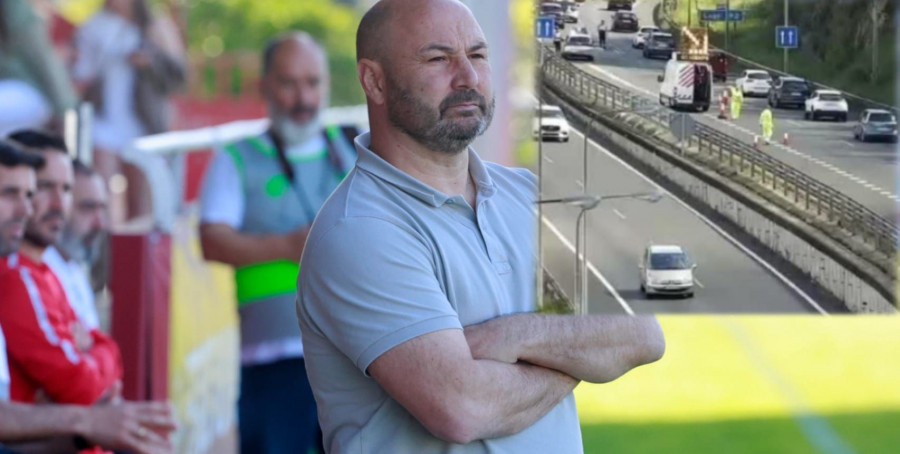 El entrenador del Arosa, herido leve en un aparatoso accidente en A Coruña