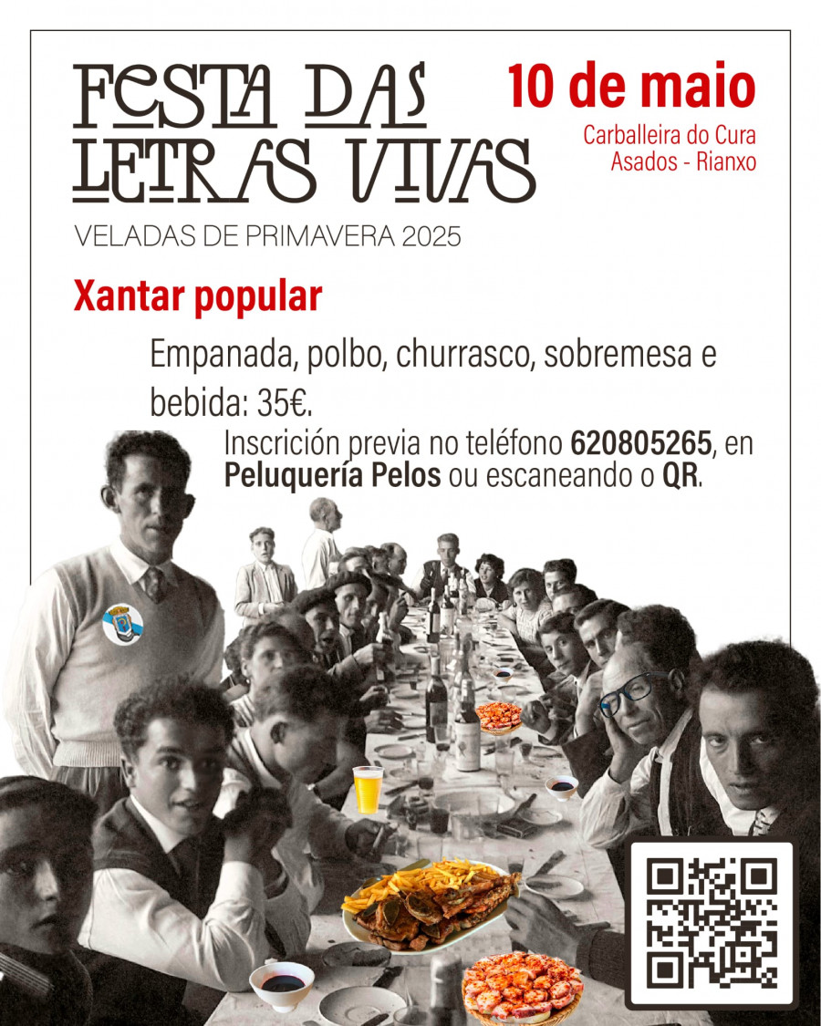Rianxo celebrará la Festa das Letras Vivas el 10 de mayo con un recital abierto al público