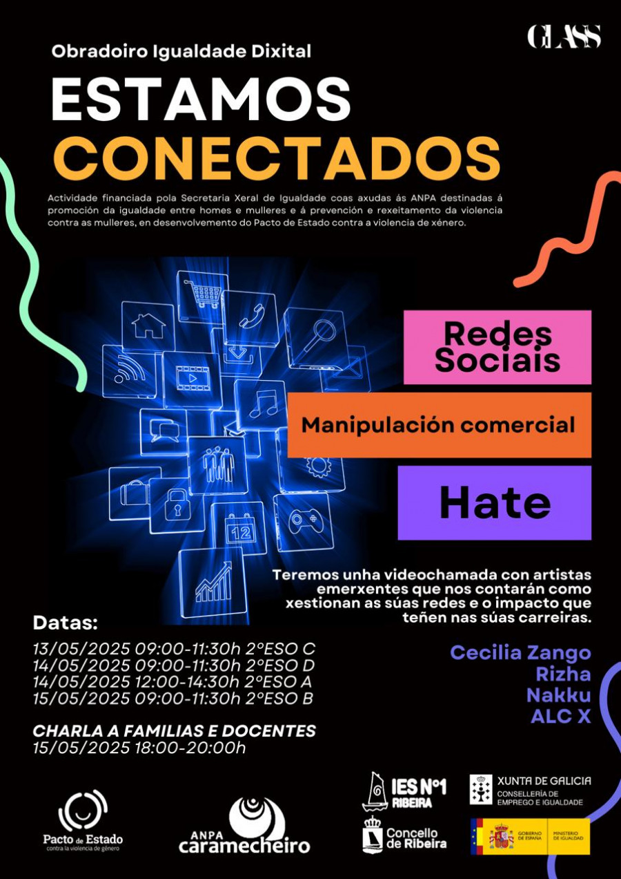 Familiares y alumnos del IES Nº1 de Ribeira recibirán formación sobre igualdad digital