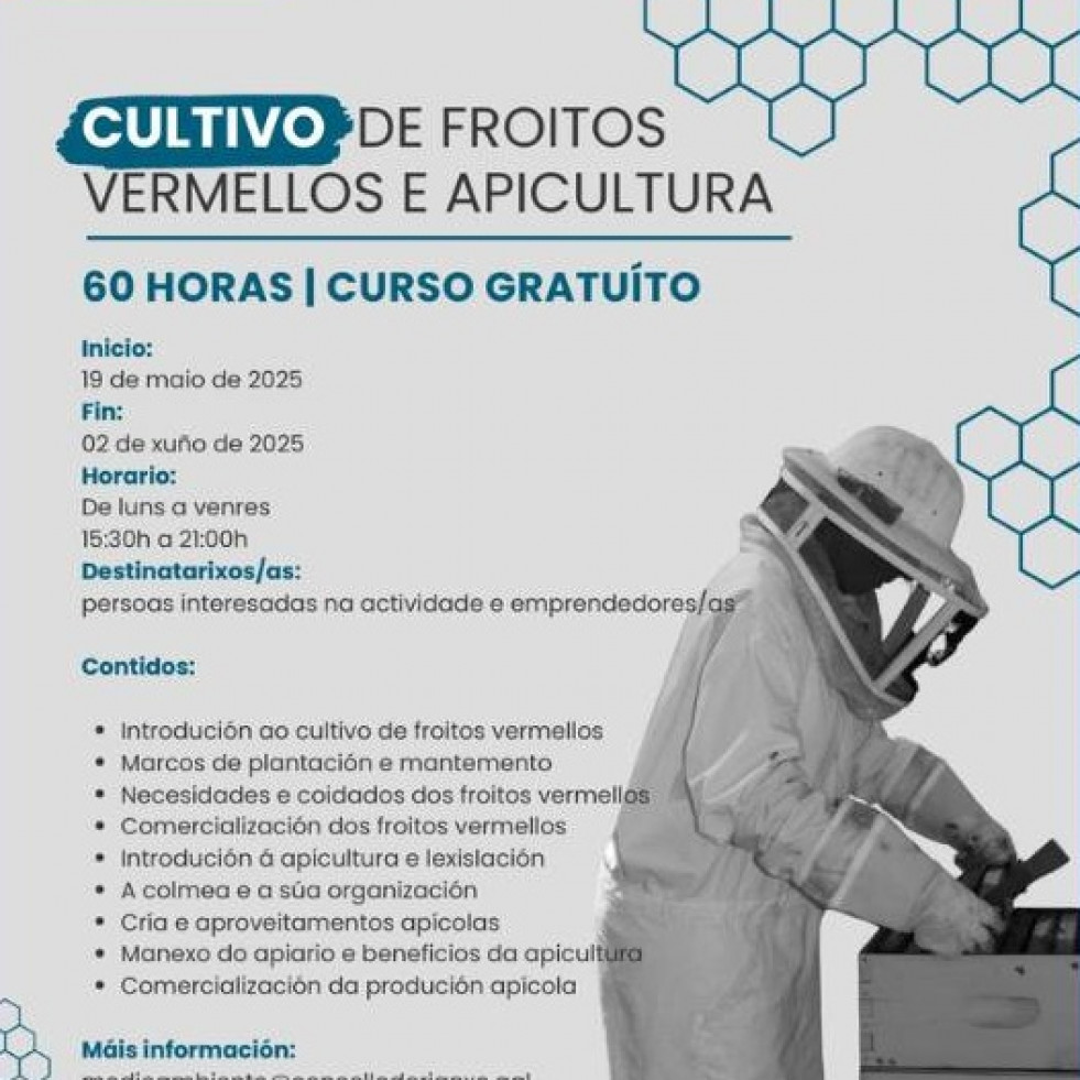 Rianxo ofrece un curso gratuito de dos semanas sobre el cultivo de frutos rojos y la apicultura