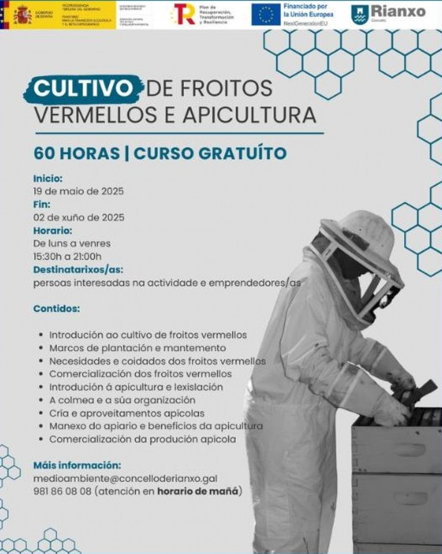 Rianxo ofrece un curso gratuito de dos semanas sobre el cultivo de frutos rojos y la apicultura