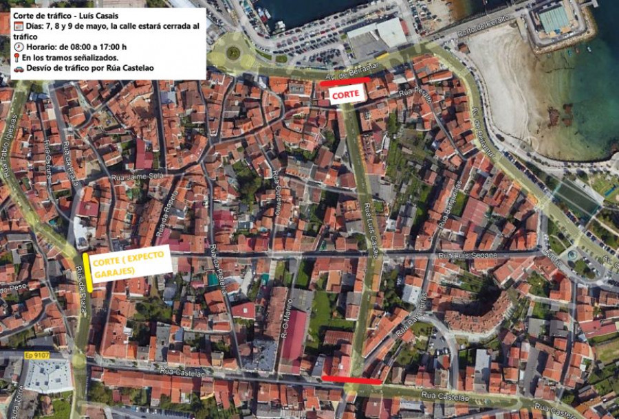 El Concello de O Grove comunica cortes de tráfico en la calle Luis Casais por trabajos de asfaltado
