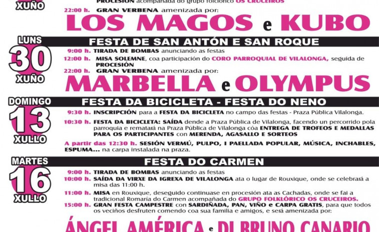 Vilalonga anuncia su programa de las fiestas patronales con un cartel apto para todas las edades