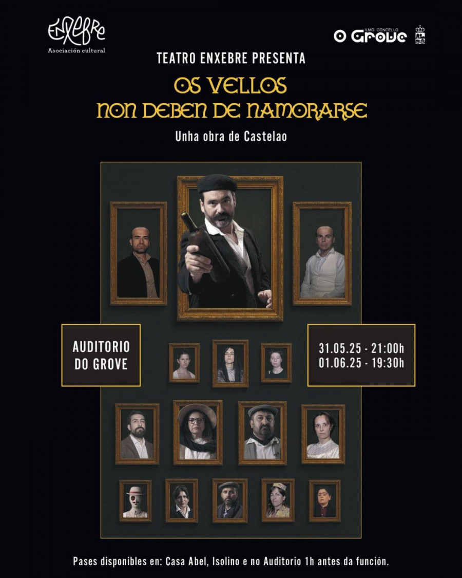 La compañía de teatro de O Grove, Enxebre, estrena la obra ‘Os vellos non deben de namorarse’, de Castelao