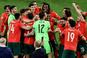 Munich (Germany), 09/06/2025.- Players of Portugal celebrate after winning the UEFA Nations League final match between Portugal and Spain in Munich, Germany 08 June 2025. (Alemania, España) EFE/EPA/F