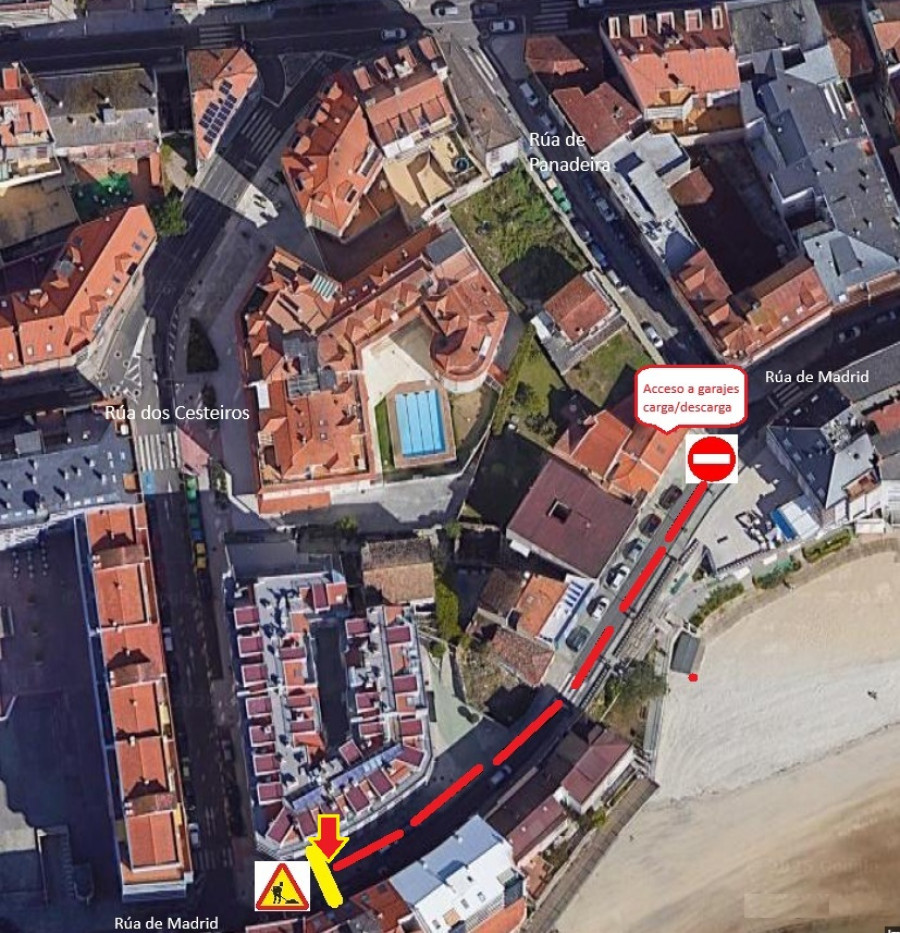 Sanxenxo cortará mañana el tráfico en un tramo de la Rúa de Madrid para reparar un desagüe