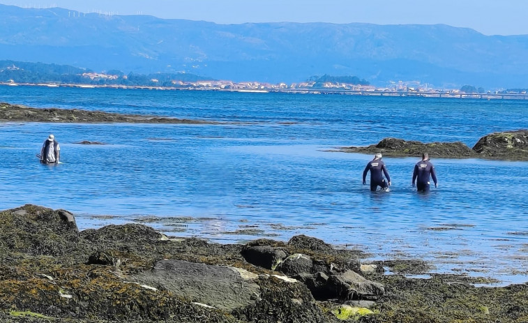 Rescatan a un pescador que quedó atrapado en el barro en Cambados