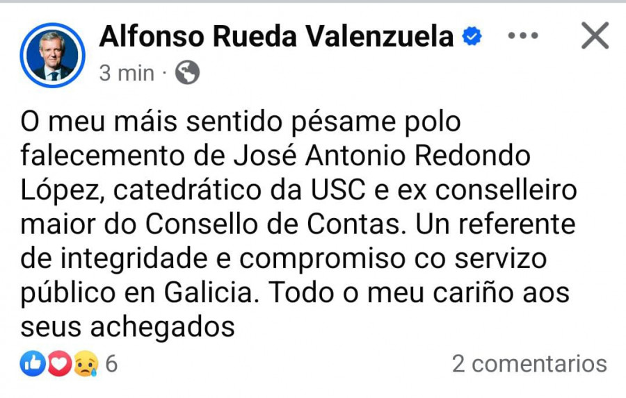 Conmoción en Carril por la muerte del catedrático de la USC José Antonio Redondo López