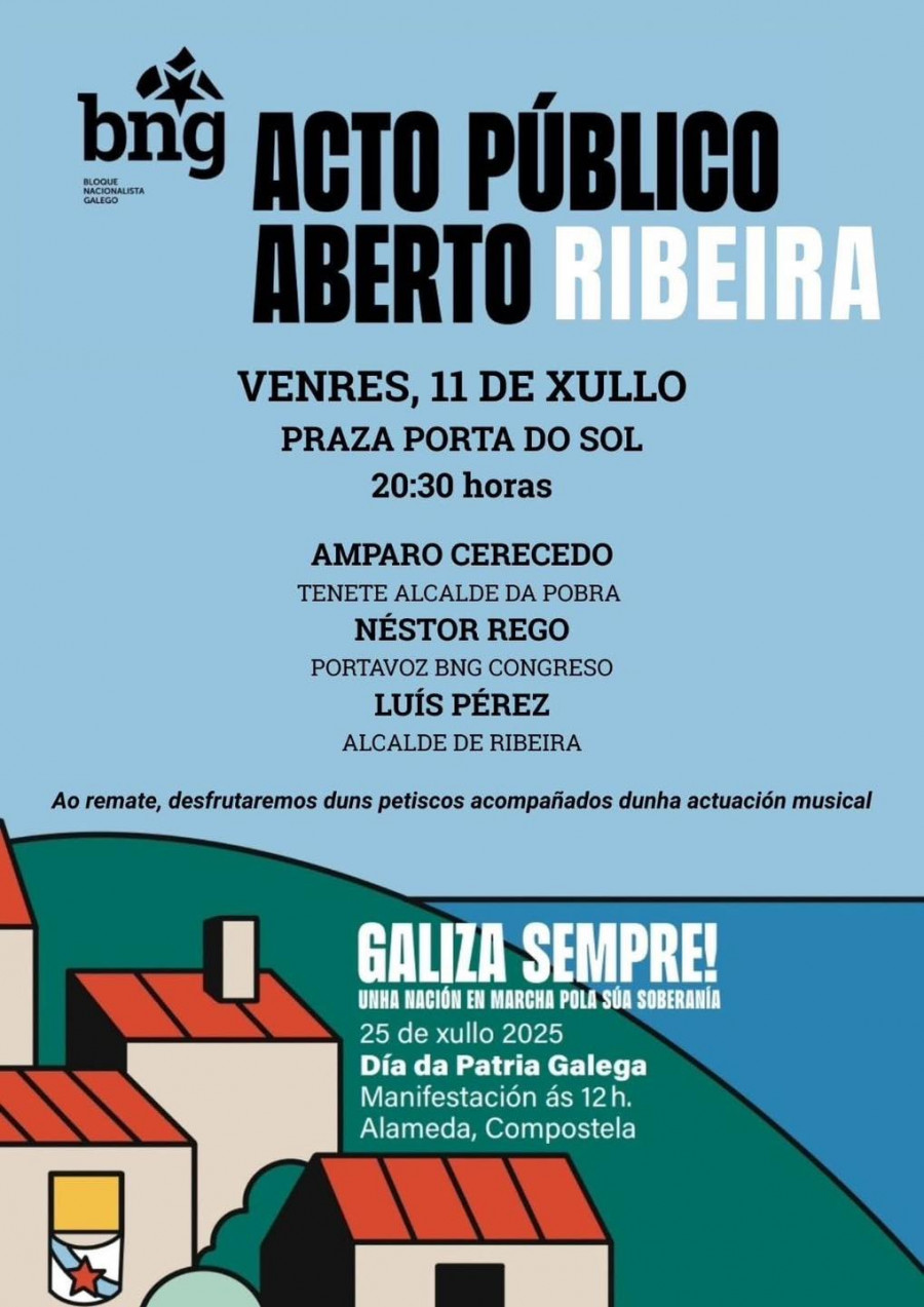 El BNG celebra mañana en Ribeira un acto público por el Día de Galicia