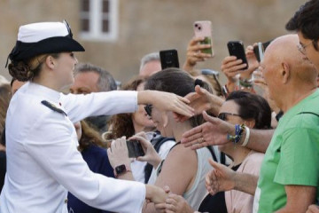 La princesa Leonor, que recibe este lunes la Medalla de Oro de Galicia, la mayor distinción que otorga la Xunta en un acto celebrado en el Hostal dos Reis Católicos, en Santiago de Compostela, sa
