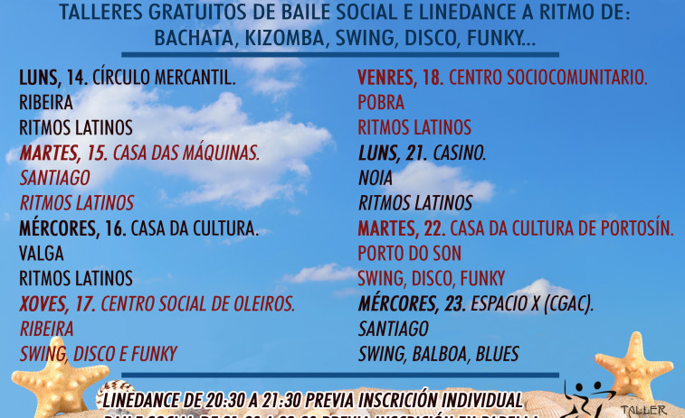 Ribeira y A Pobra ofrecen esta semana unos talleres de baile gratuitos