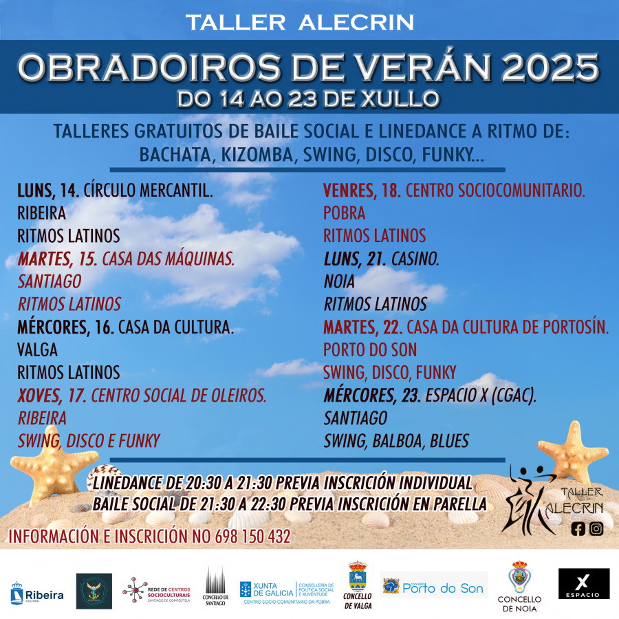 Ribeira y A Pobra ofrecen esta semana unos talleres de baile gratuitos