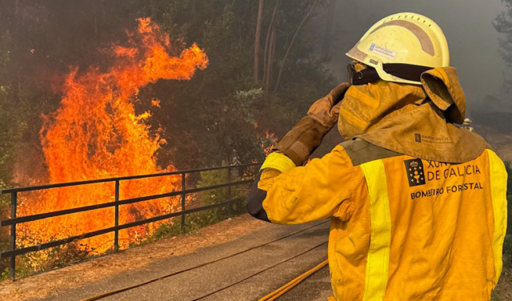 Estabilizado el incendio de A Cañiza, que afecta a unas 300 hectáreas
