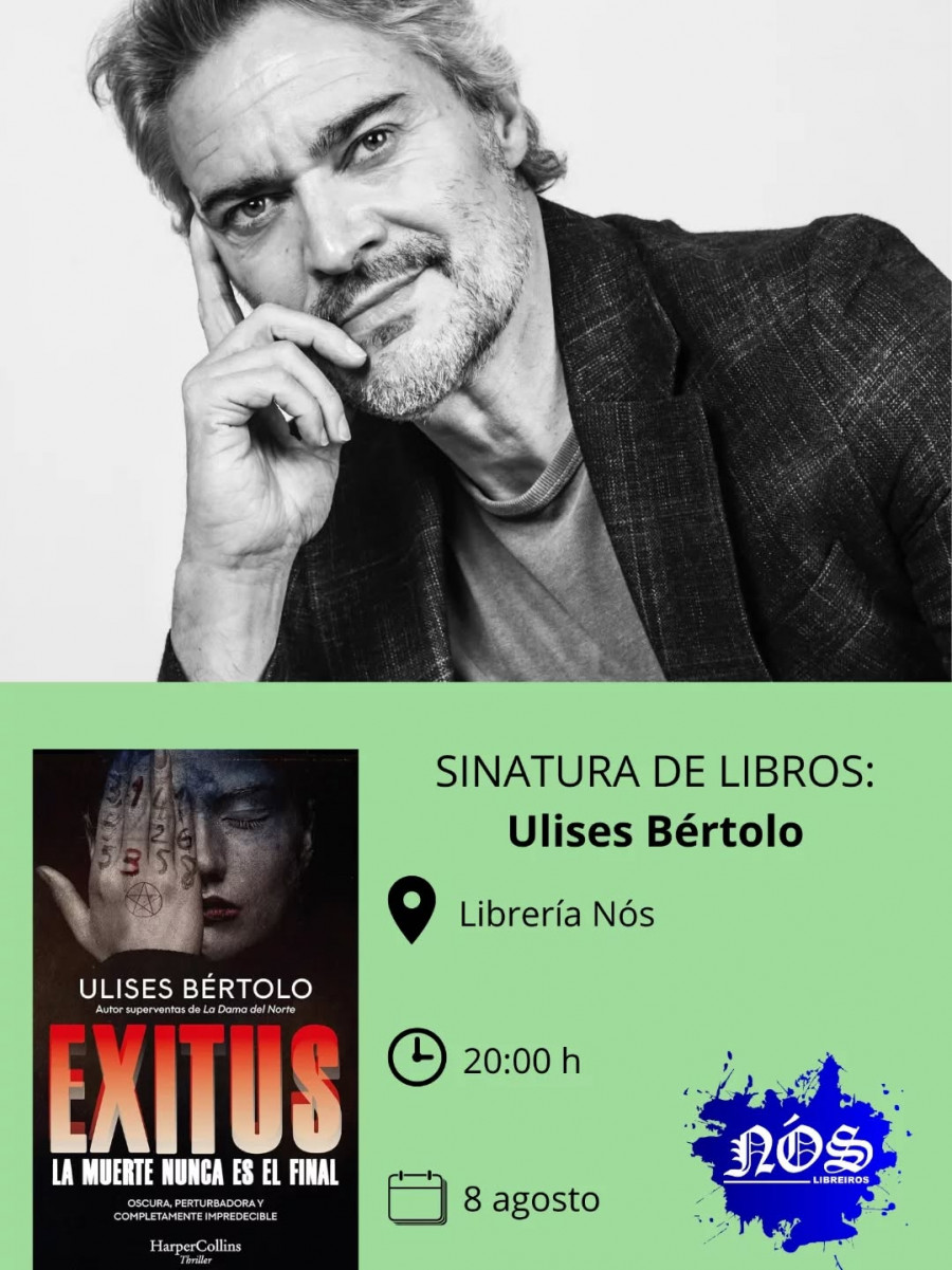Ulises Bértolo visitará la Librería Nós para firmar su novela ‘Exitus’ en el marco del Verán Literario