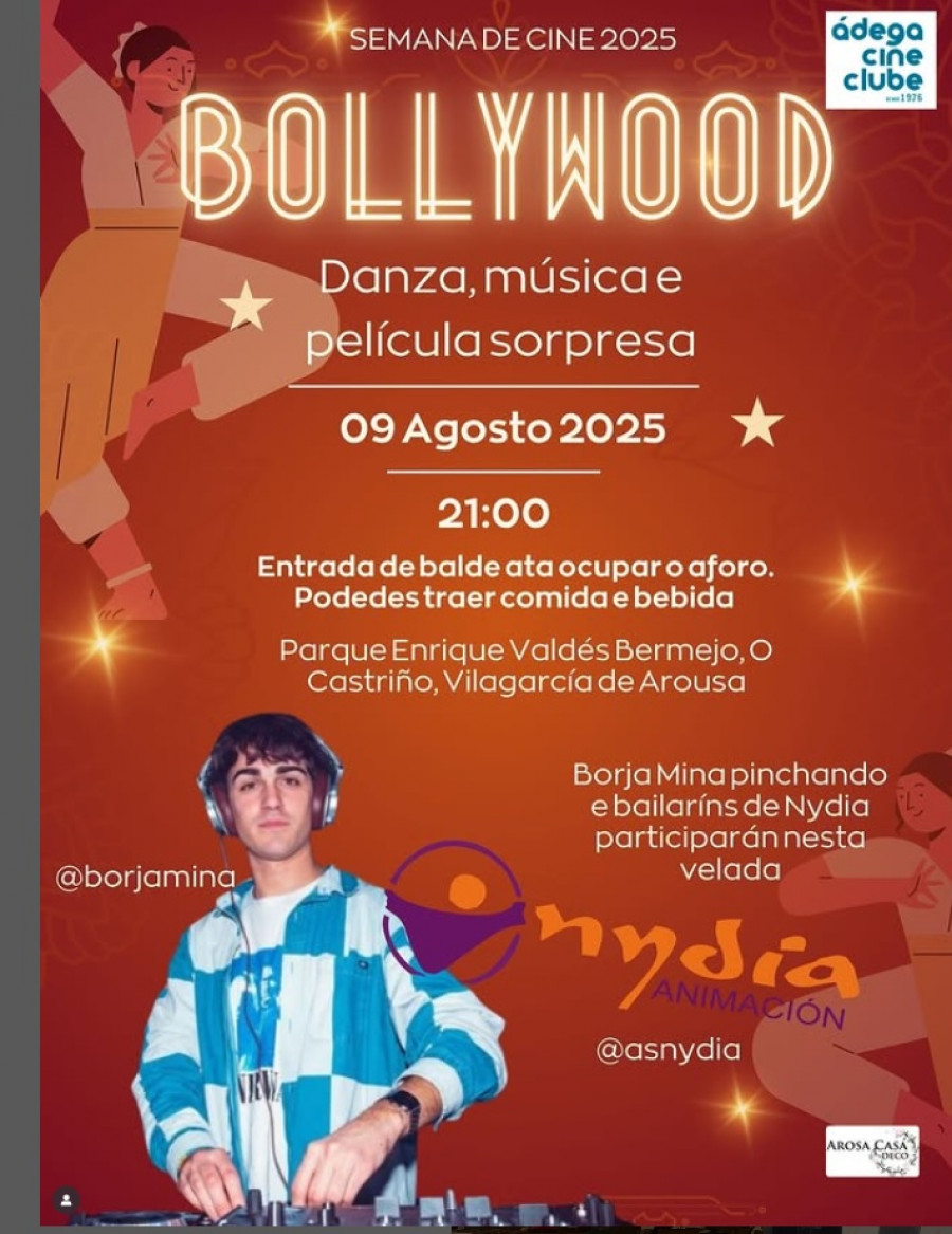 Conoce el cine de Bollywood al ritmo que marca Borjamina: La propuesta del Cineclube Ádega para mañana en O Castriño