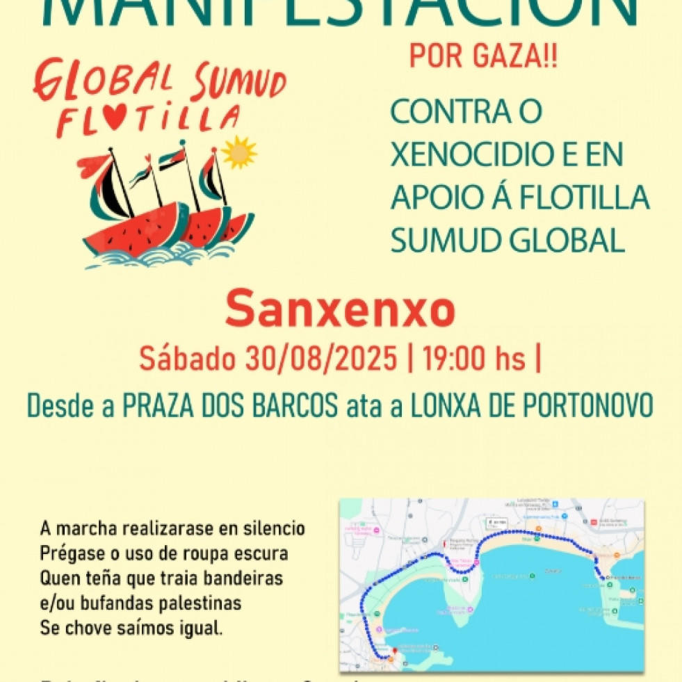 Colectivos de Sanxenxo convocan una marcha contra el genocidio en Gaza