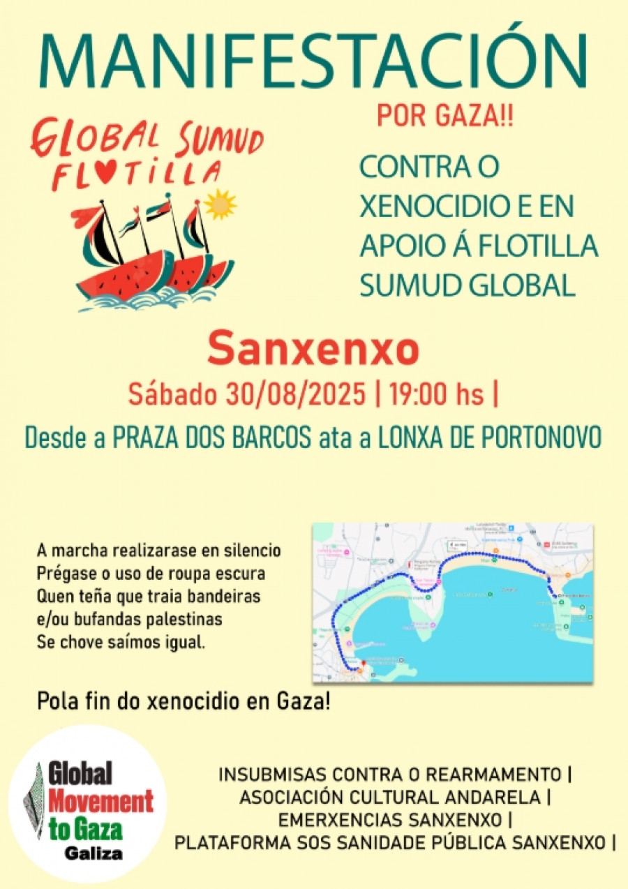 Colectivos de Sanxenxo convocan una marcha contra el genocidio en Gaza